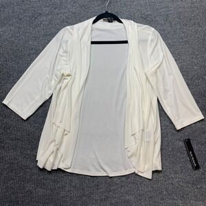 R&M Richards Womens Medium Ivory Open Front Waterfall Cardigan Jacket Layering